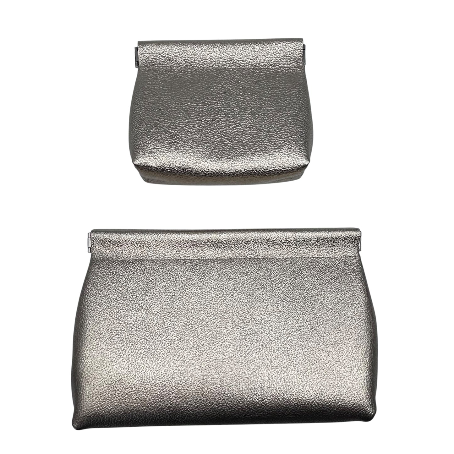 Small Gold Leather Pouch - matte metallic