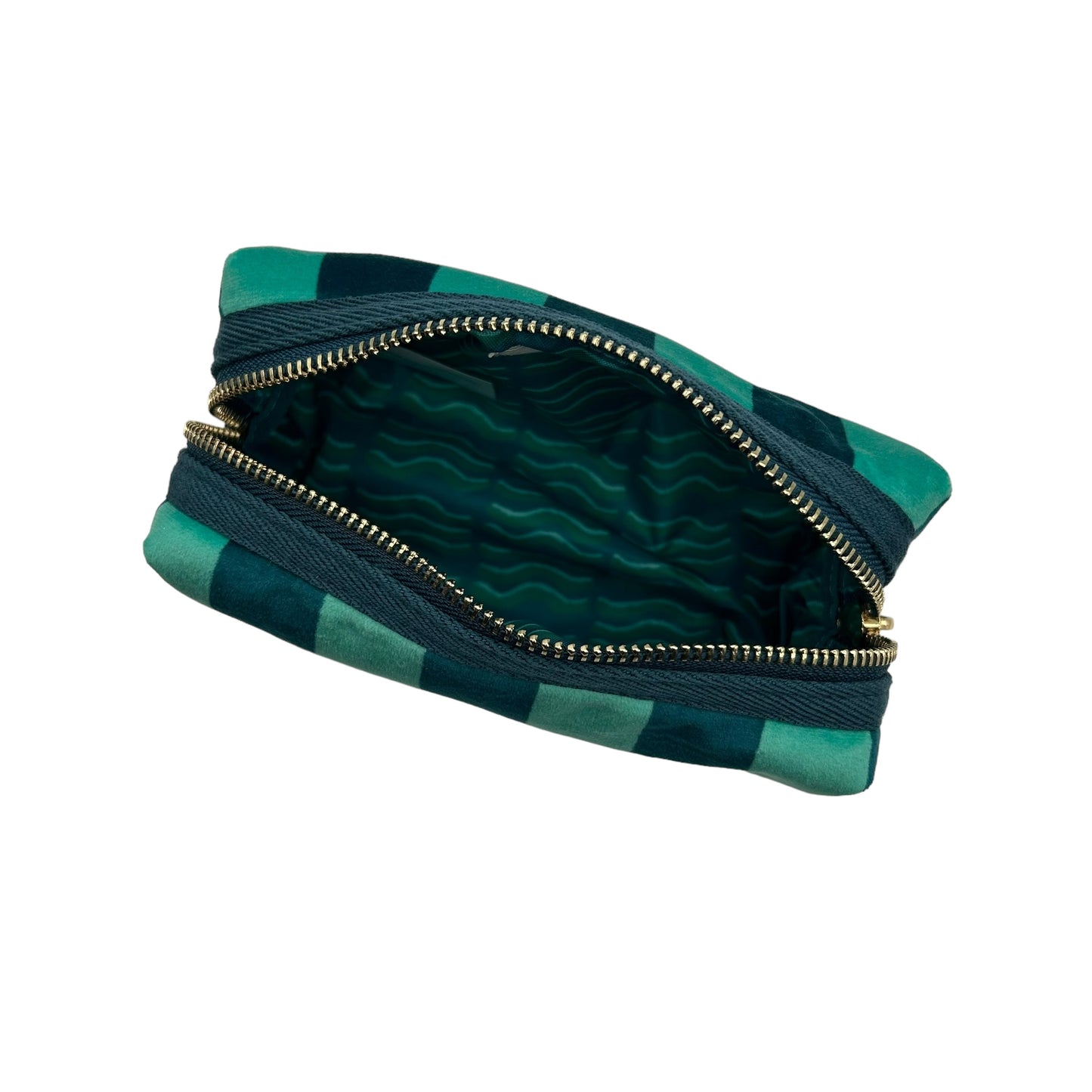 Teal stripe make-up bag (two sizes)