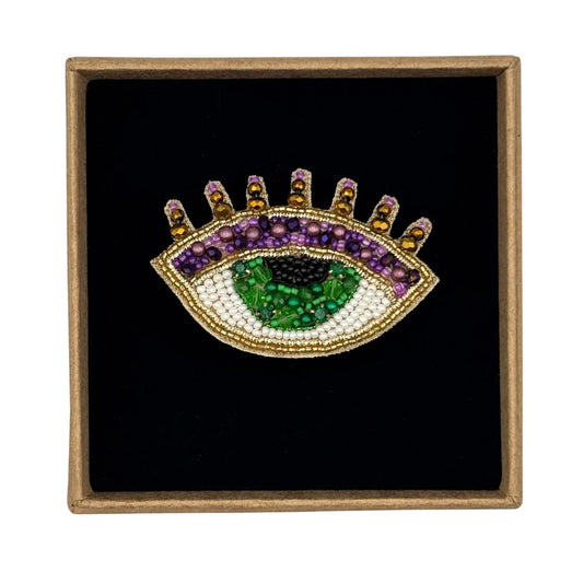 Purple Lashes embroidered brooch / pin