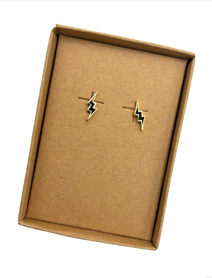 Black Enamelled Lightning Bolt earrings