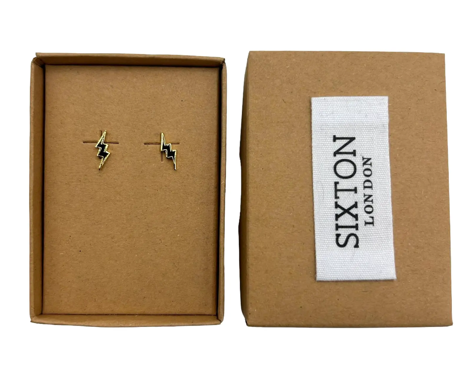 Black Enamelled Lightning Bolt earrings