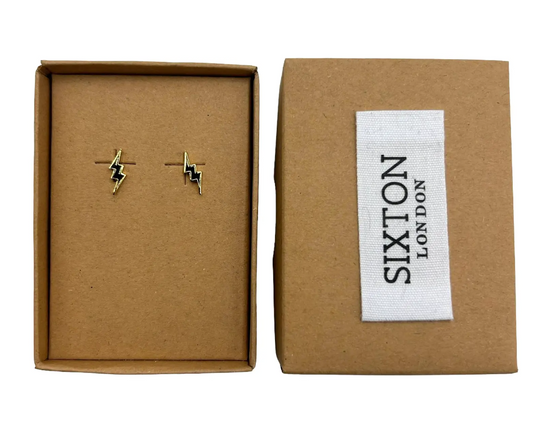 Black Enamelled Lightning Bolt earrings