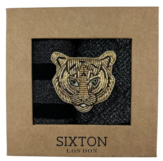 Black Berlin & Paris sock box duo with pin