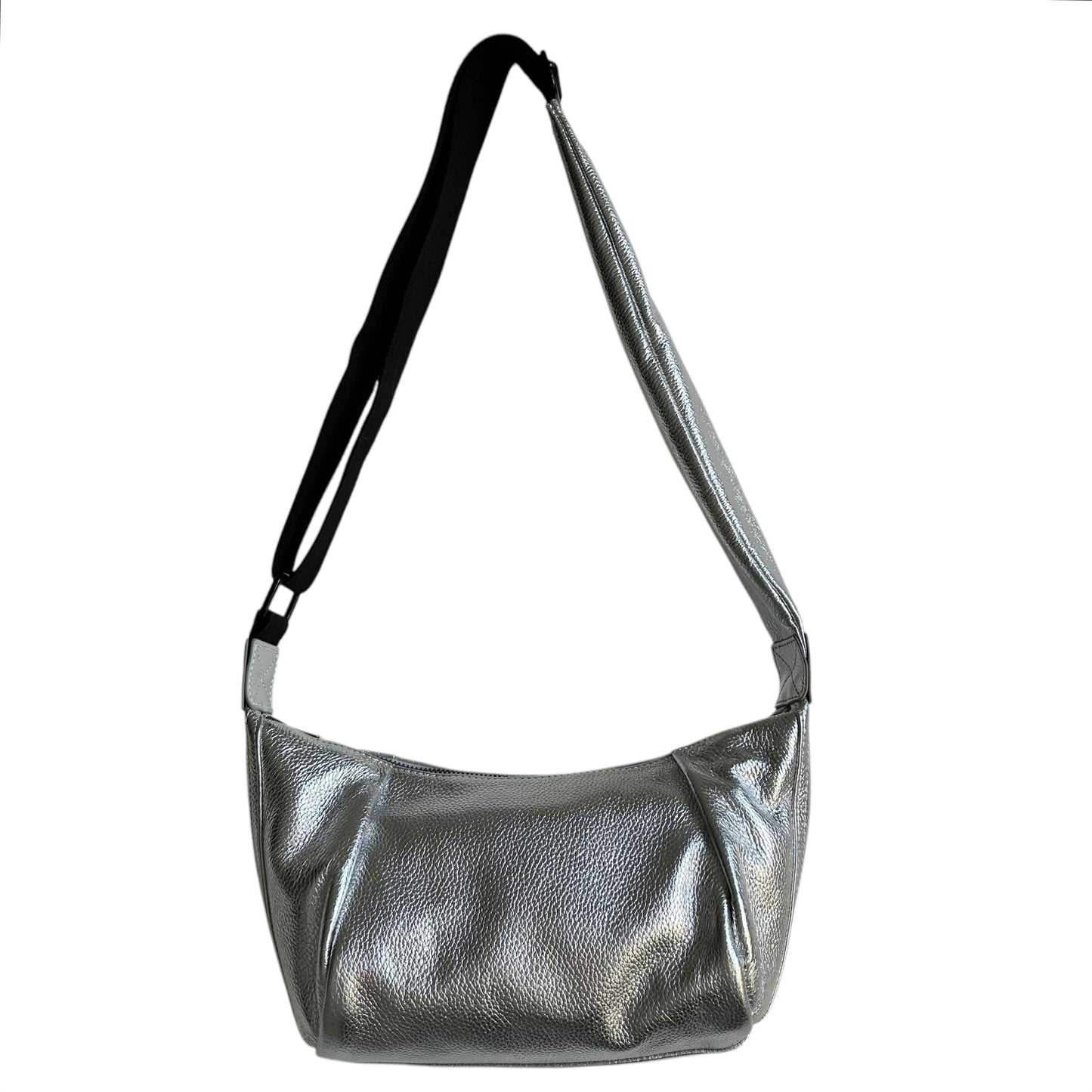 Brixton cross body sling bag - silver leather - small