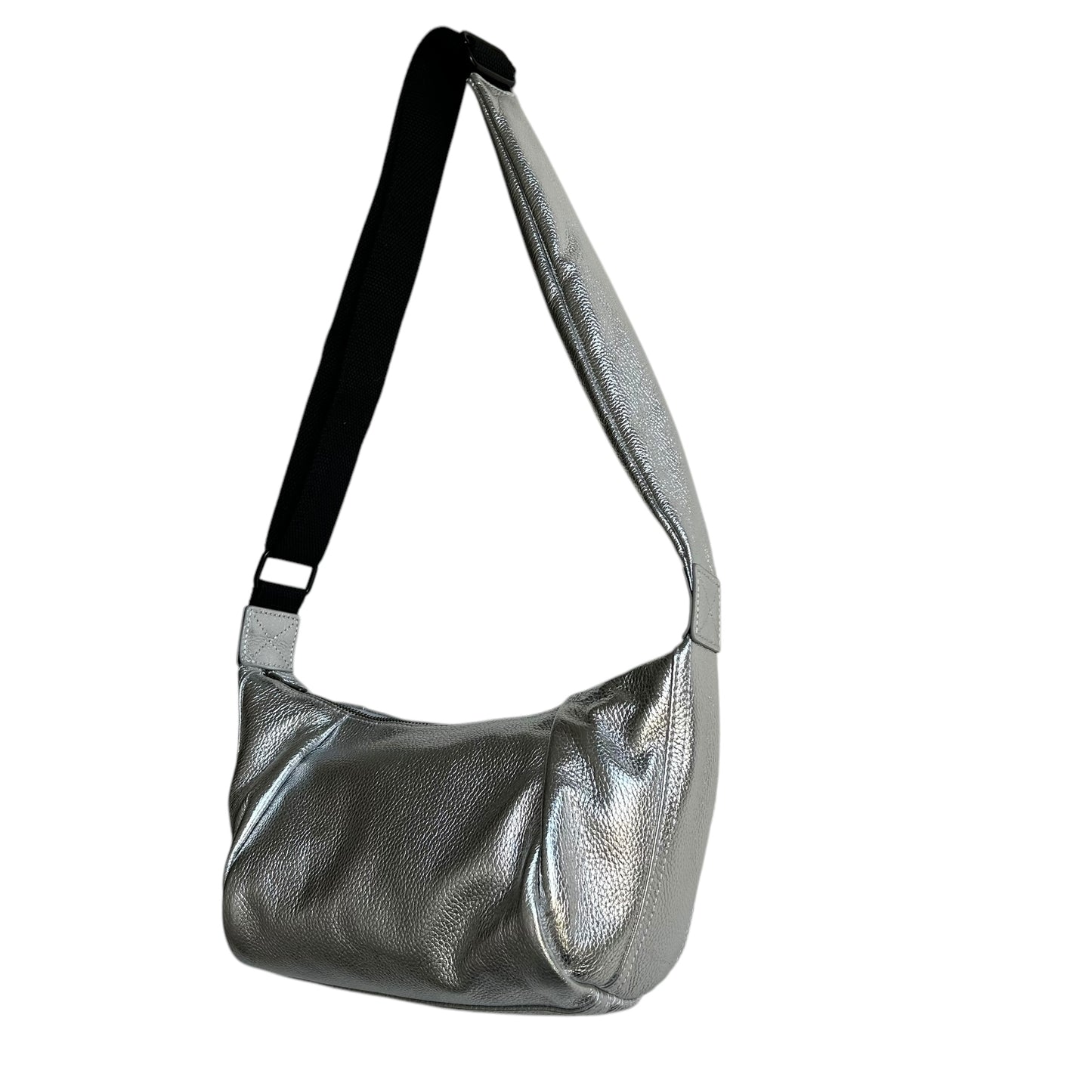 Brixton cross body sling bag - silver leather - small
