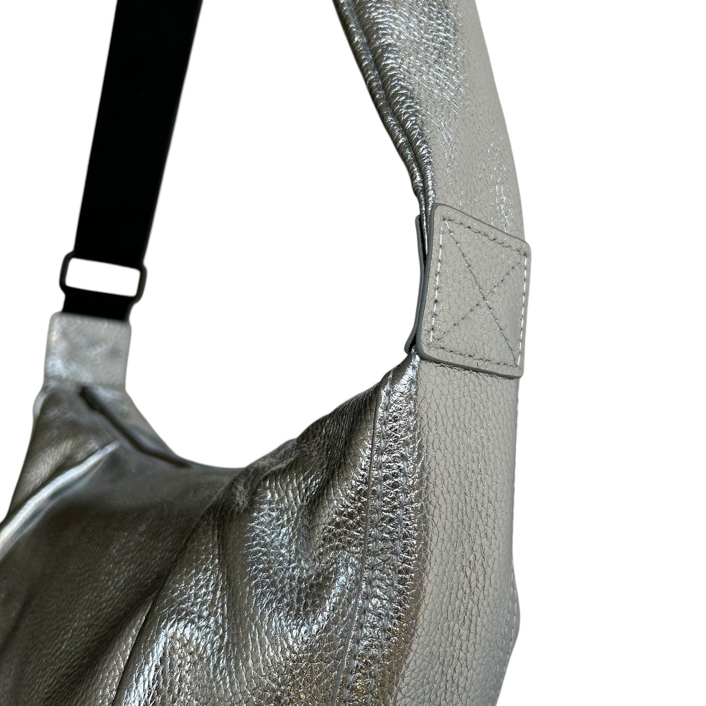 Brixton cross body sling bag - silver leather - small