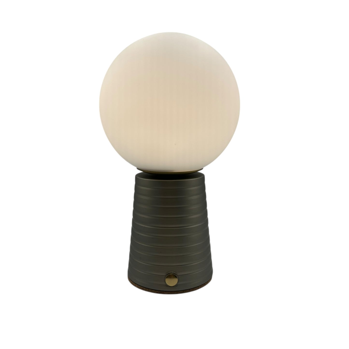 Small Deco Cone Ribbed Silver style rechargeable touch lamp