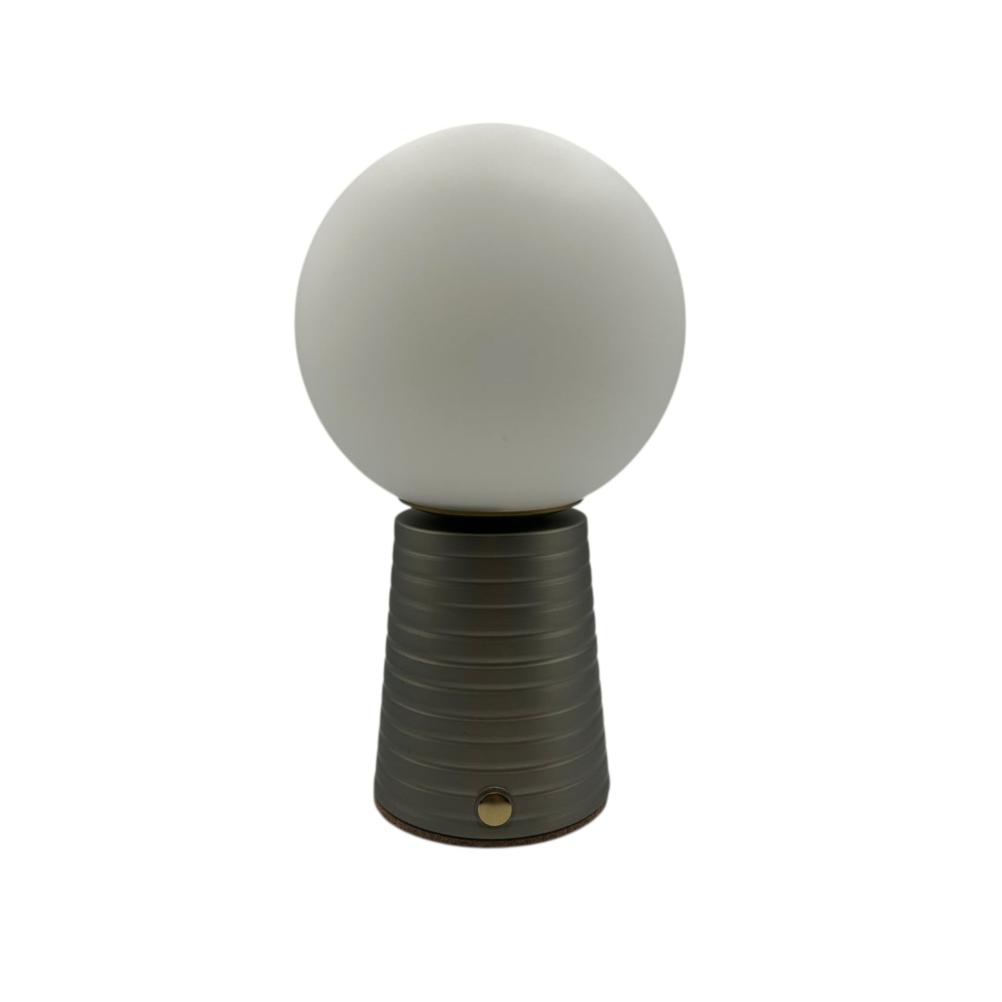 Small Deco Cone Ribbed Silver style rechargeable touch lamp