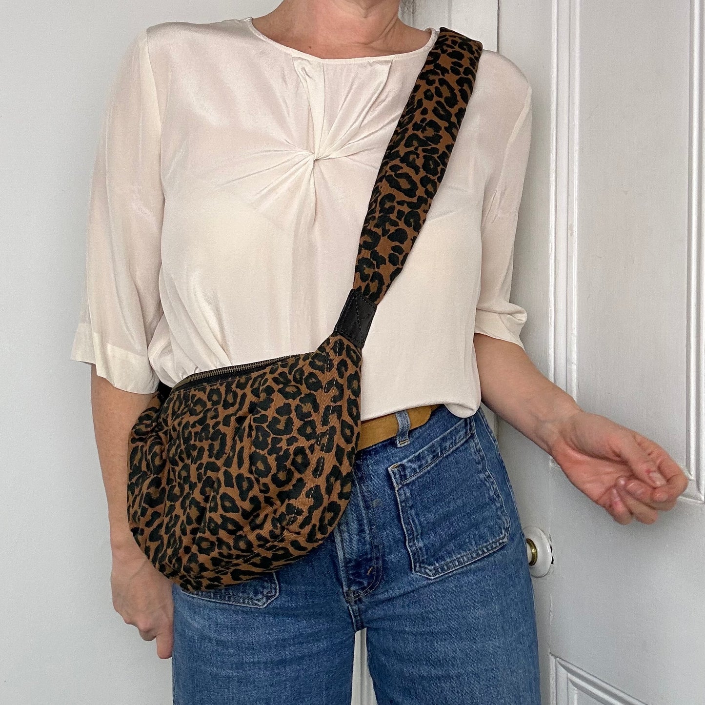 Brixton cross body sling bag - brown leopard print - small