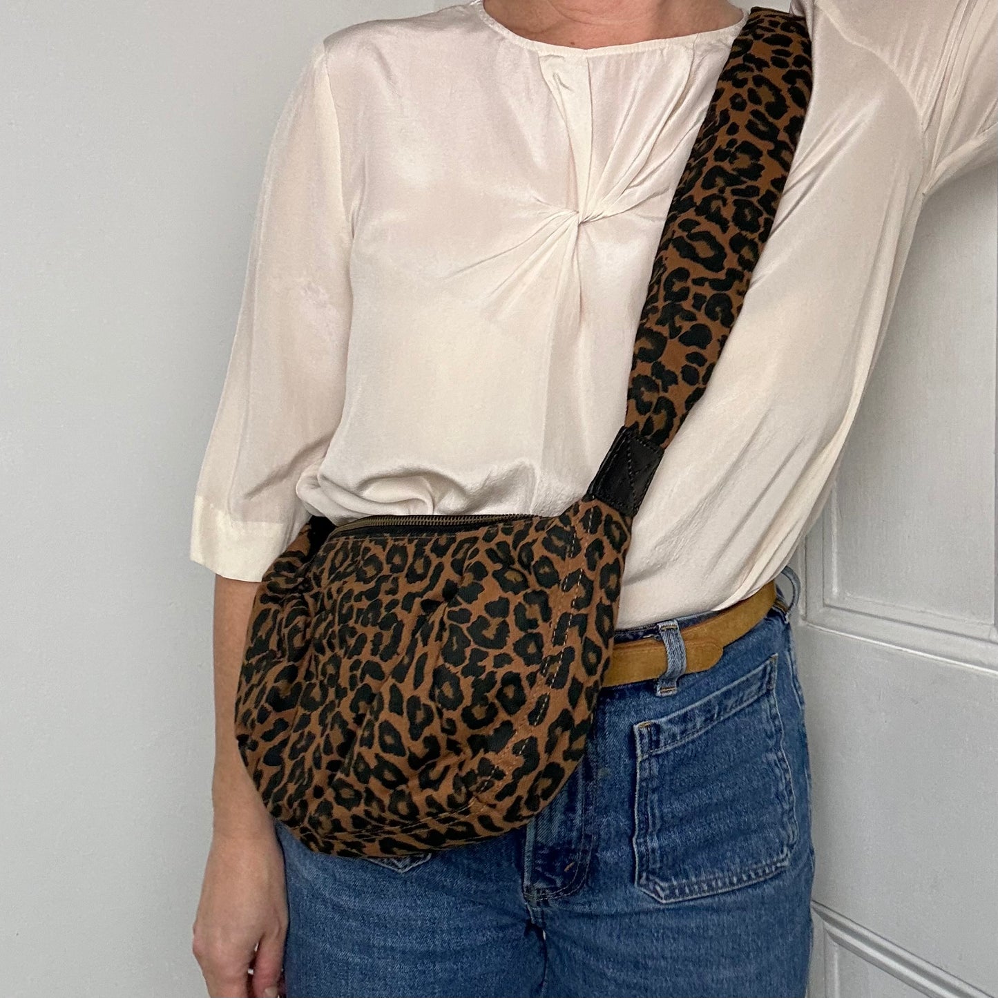 Brixton cross body sling bag - brown leopard print - small