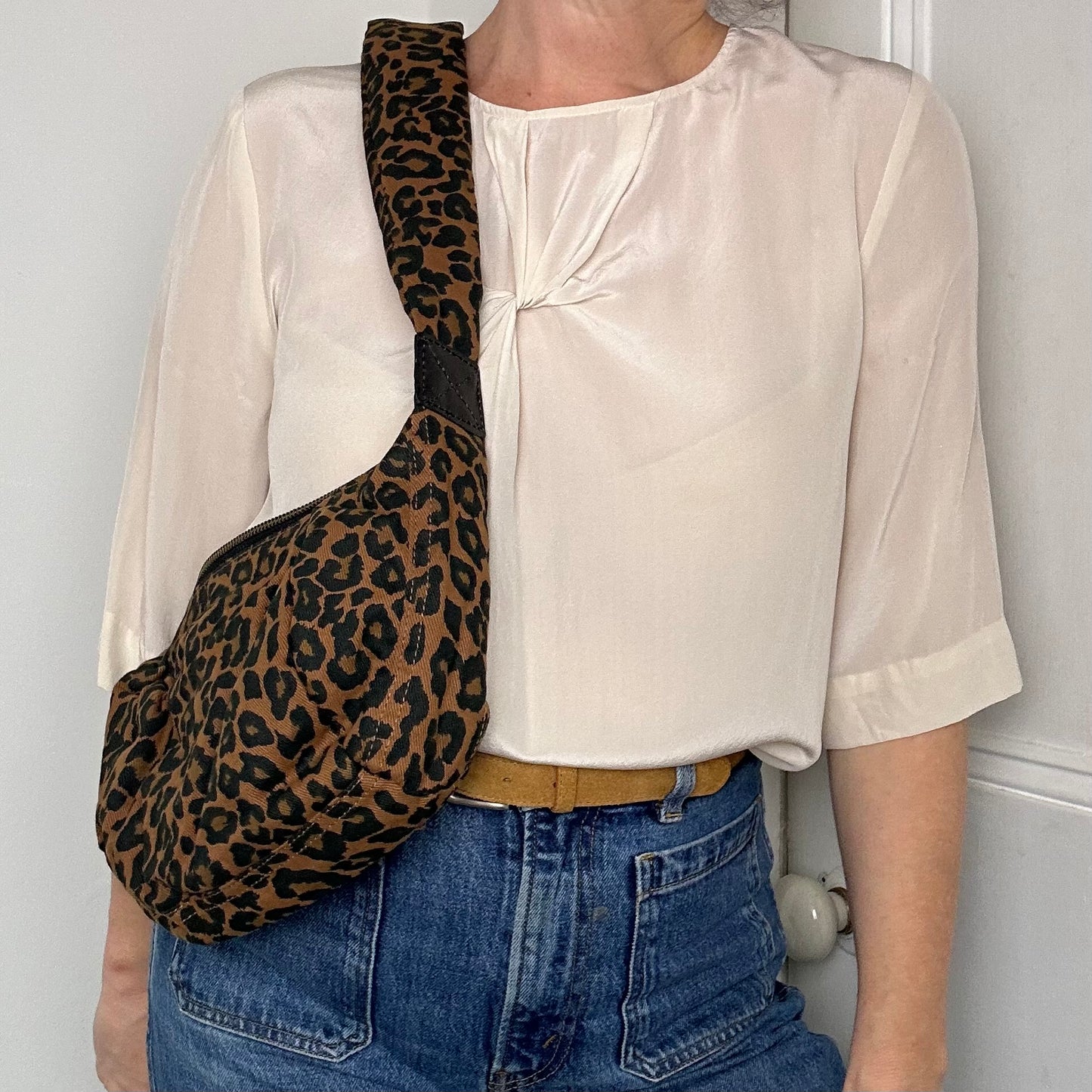 Brixton cross body sling bag - brown leopard print - small