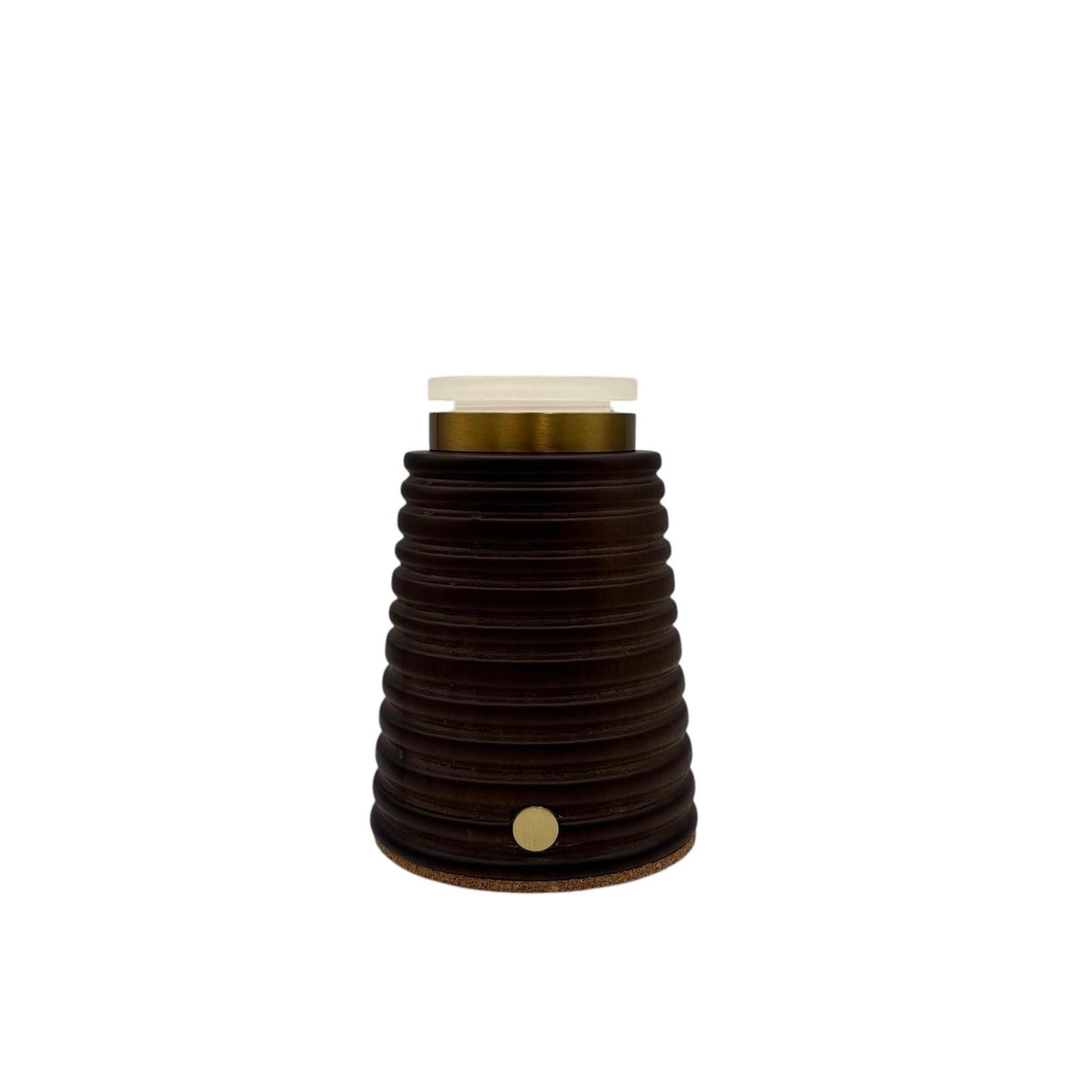 Small Ribbed Walnut rechargeable touch lamp rope drum shade