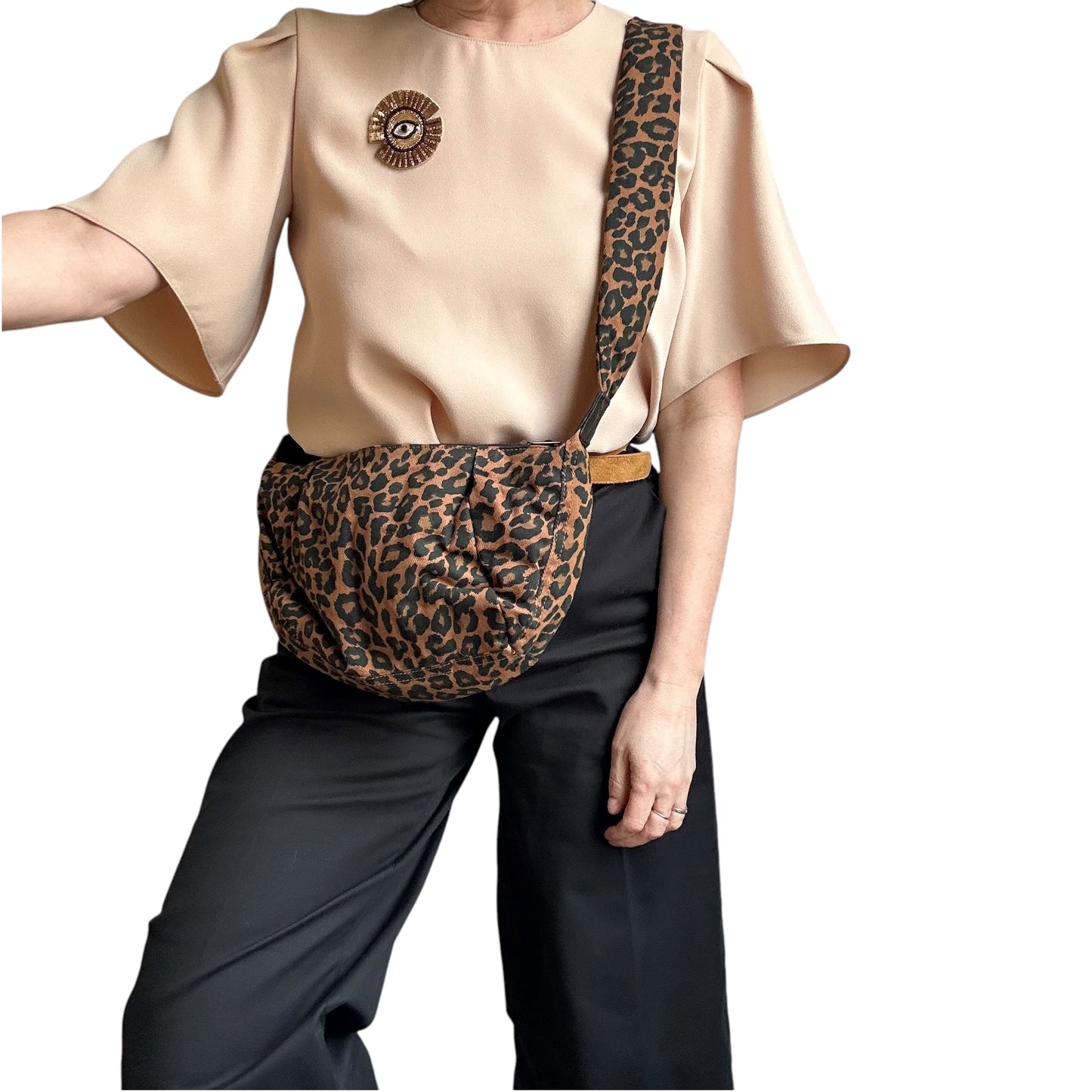 Brixton cross body sling bag - brown leopard print - small