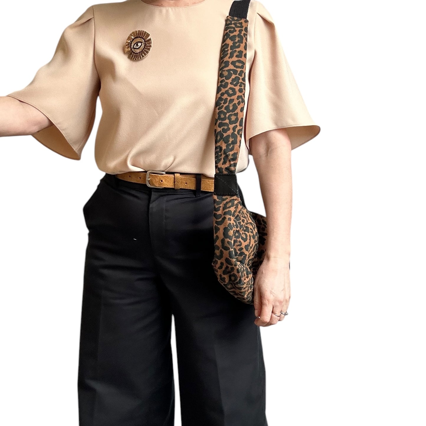 Brixton cross body sling bag - brown leopard print - small
