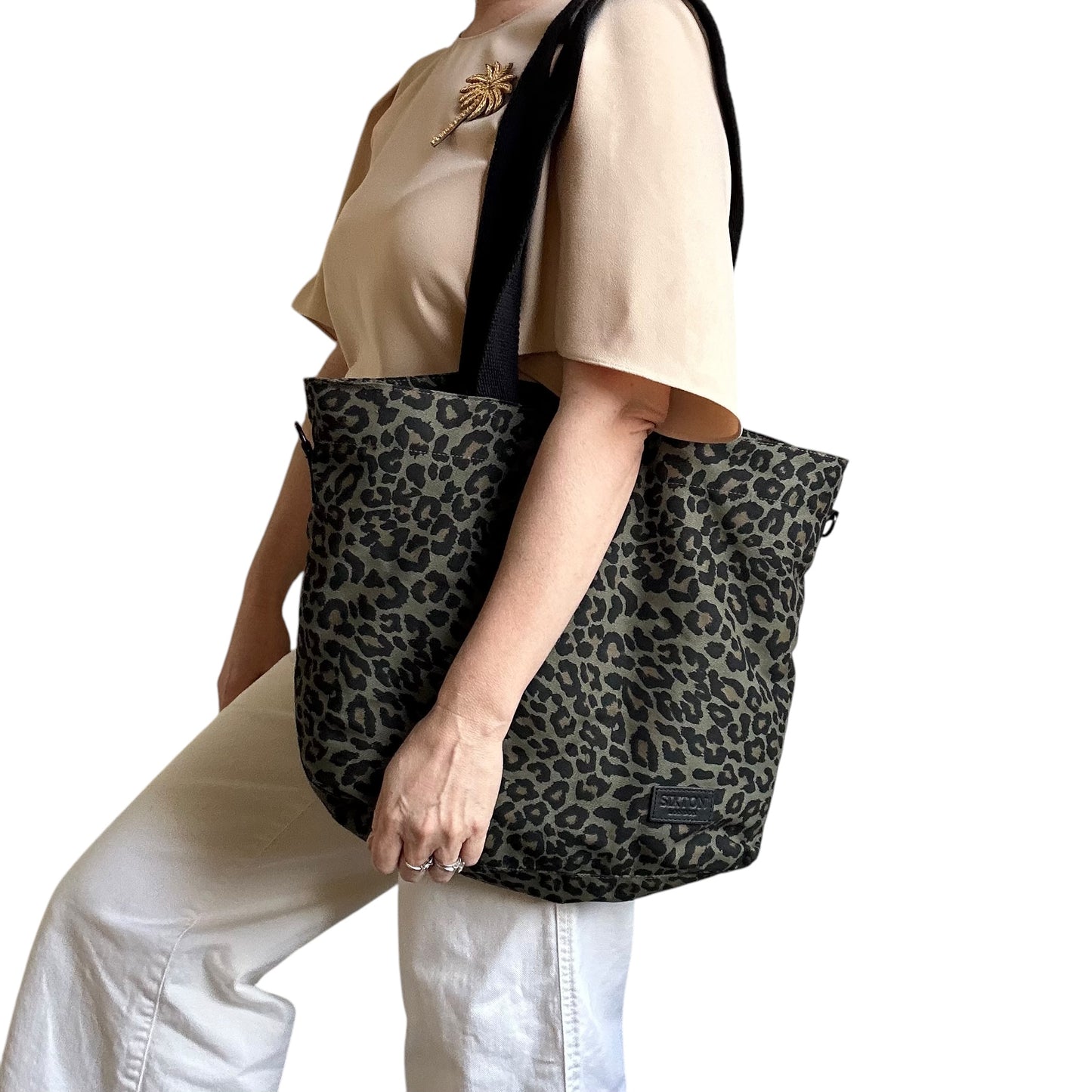 Day trip tote bag - Green Leopard print