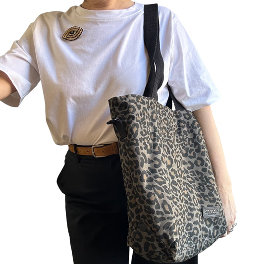 Day trip tote bag - Grey Leopard print