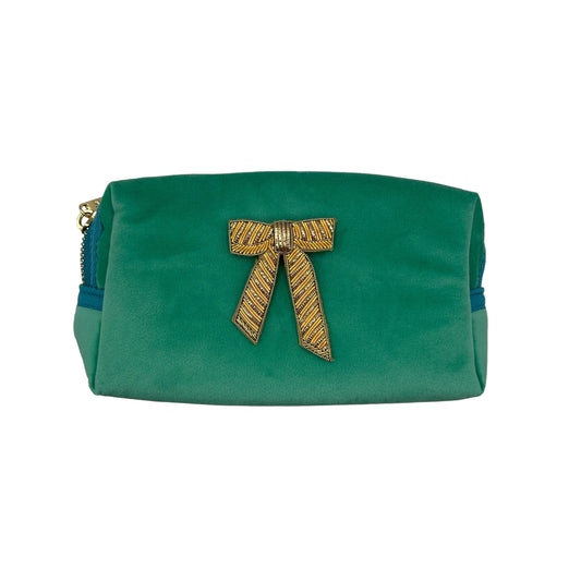 Marine makeup bag & bow pin recycled velvet