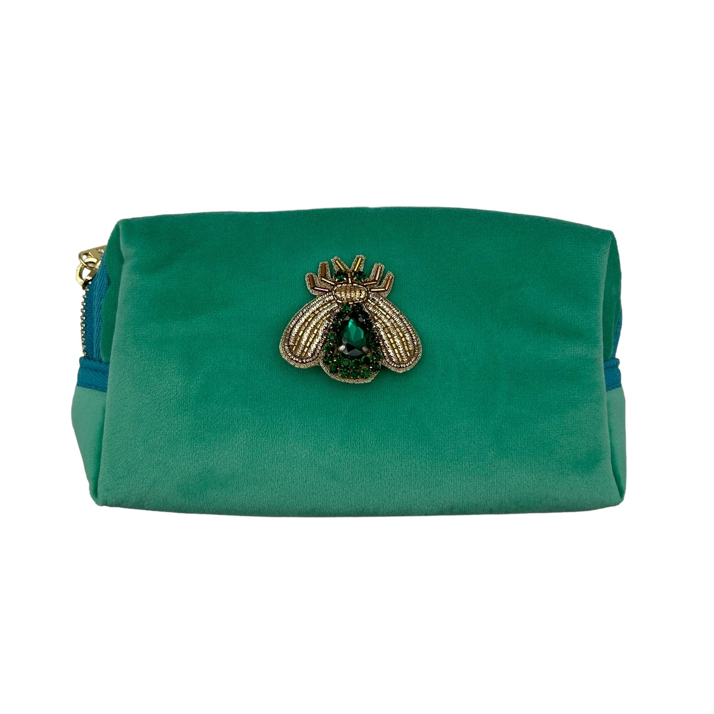 Marine makeup bag & jewelled insect pin