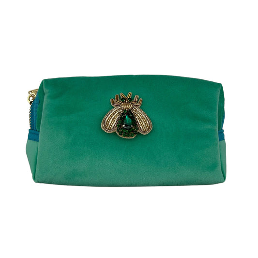 Marine makeup bag & jewelled insect pin