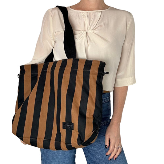 Day trip tote bag - Striped brown & black