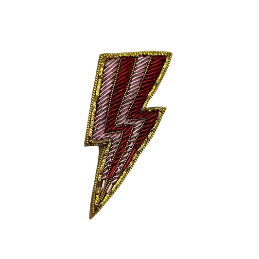 Pink Striped Lightning Bolt brooch / pin