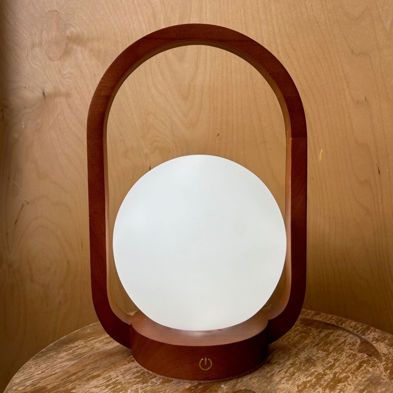 Lantern Teak style rechargeable touch lamp