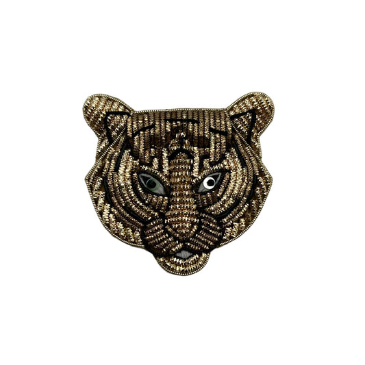Tiger Head embroidered brooch / pin
