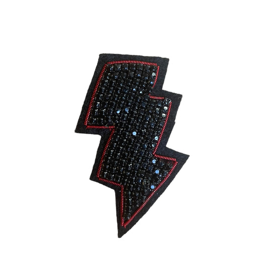 Large Beaded Lightning Bolt brooch / pin